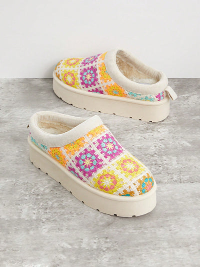 Vibrant Crochet Mule Shoes with Chunky Soles - Perfect Blend of Comfort and Style