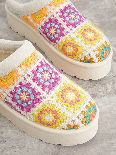 Vibrant Crochet Mule Shoes with Chunky Soles - Perfect Blend of Comfort and Style