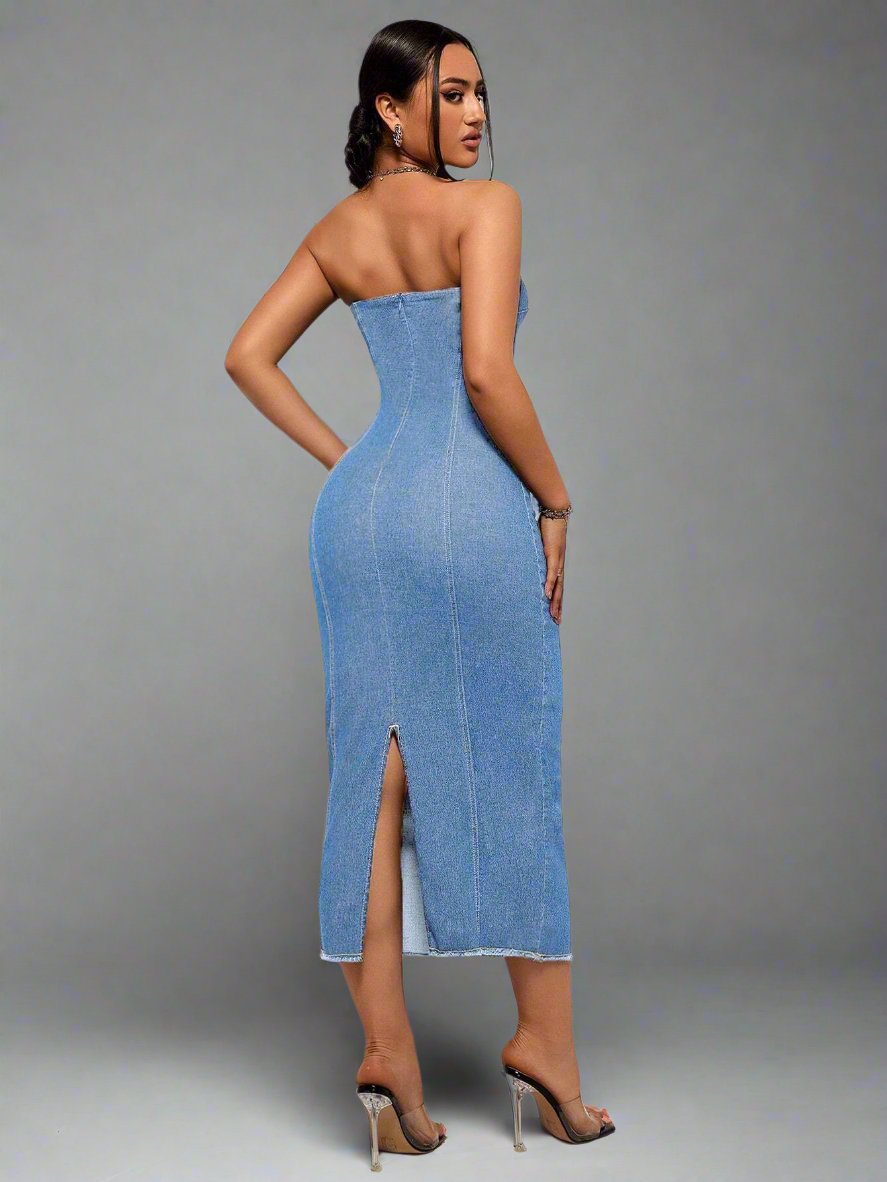 Discover effortless chic with our Solid Color Daily Denim Dress for Women. Made with high-quality denim, this dress is perfect for everyday wear. Its simple yet stylish design will keep you comfortable and fashionable all day long. Upgrade your wardrobe and stay on trend with this versatile dress.