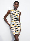 Chic Geometric Print Bodycon Mini Dress for Modern Elegance