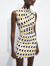 Chic Geometric Print Bodycon Mini Dress for Modern Elegance