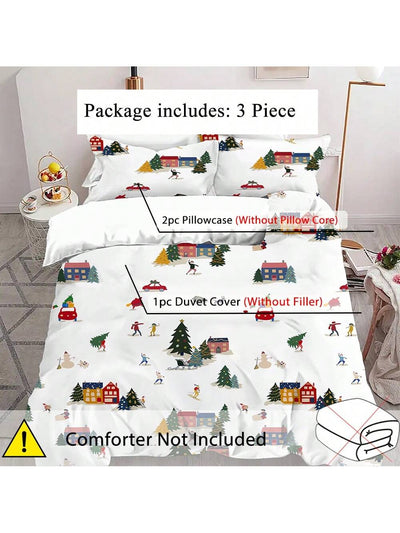 Festive Christmas Tree Duvet Cover Set - Cozy Holiday Bedroom Decor