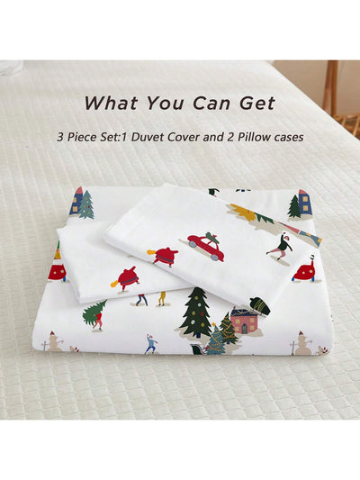 Festive Christmas Tree Duvet Cover Set - Cozy Holiday Bedroom Decor