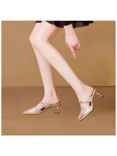 Elegant Vintage Peep-Toe High Heel Sandals – Fashion Style for Summer