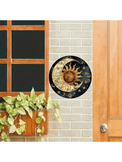 Celestial Charm: Moon & Sun Metal Wall Sign for Stylish Home & Bar Decor