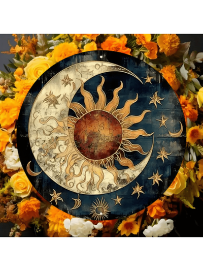 Celestial Charm: Moon & Sun Metal Wall Sign for Stylish Home & Bar Decor