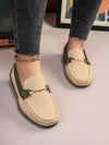 Women's Color Contrast Chain Handmade Loafers: Stylish and Breathable Outdoor Shoes