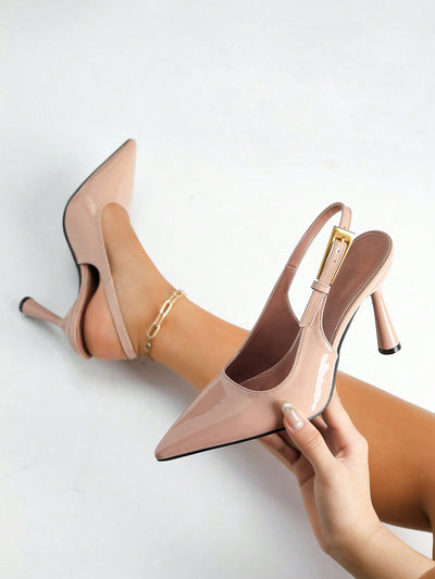 Chic Pointed Toe Buckle Heels with Stone Print – Trendy Slip-On Pumps for Every Occasion