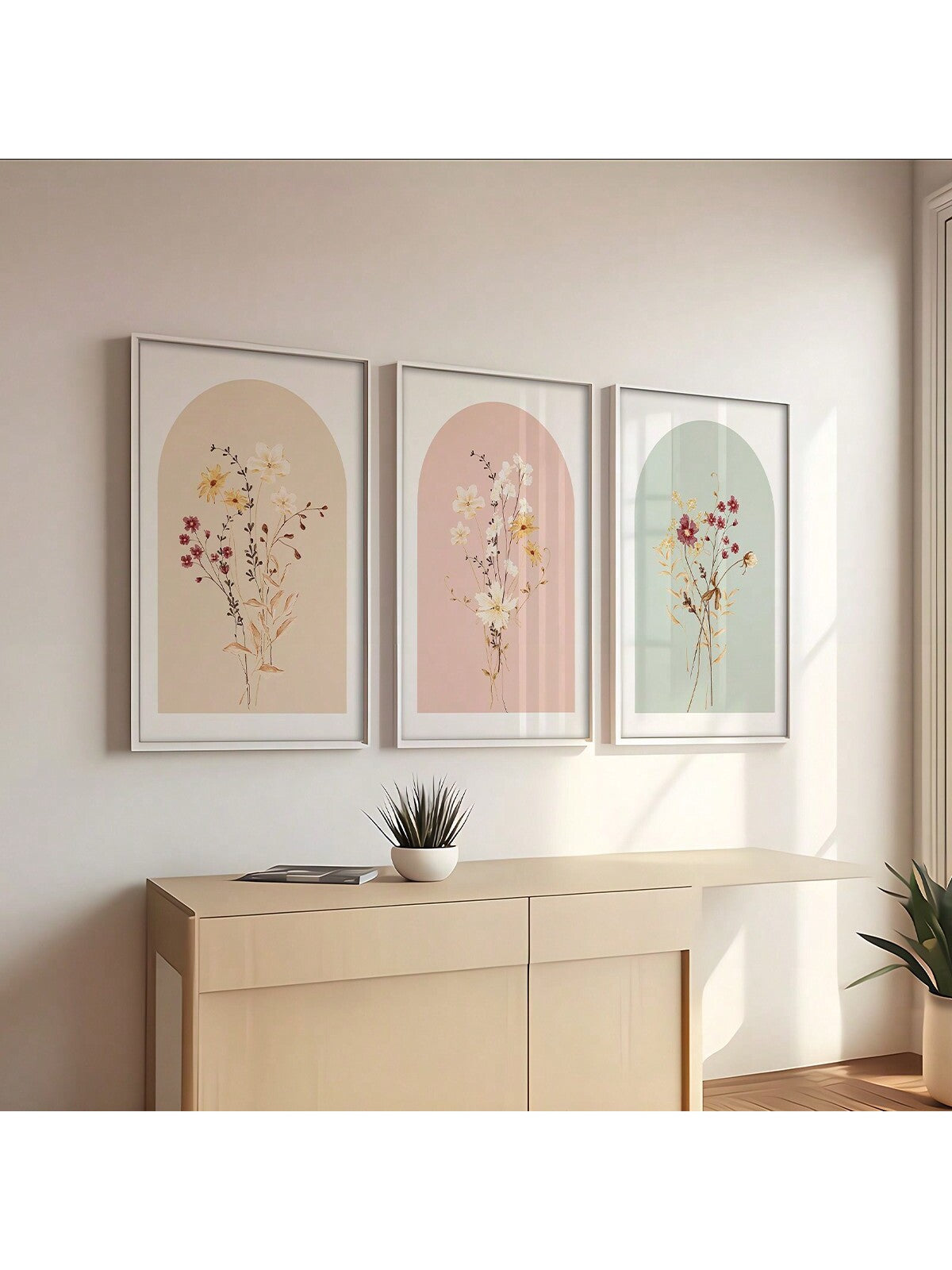 Charming 3-Piece Watercolor Wildflower Art Set - Minimalist Floral Wal ...
