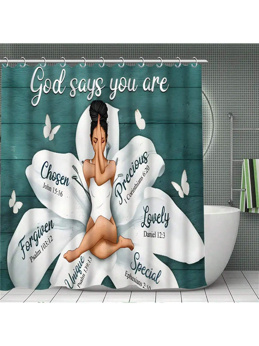 Enhance your bathroom with our Vibrant Flowers and Yoga Girls Shower Curtain Set. The water-repellent design ensures durability while adding a touch of nature to your space. Perfect for any yoga enthusiast or simply anyone seeking a peaceful and rejuvenating atmosphere.