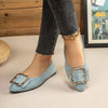 Stylish Plus-Size Suede Flat Shoes with Buckle Closure for Casual Versatility