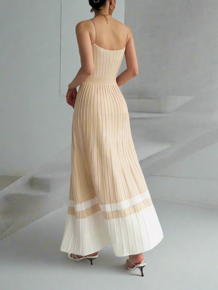 Introducing our Elegant Color Block Knitted Midi Dress, a versatile and stylish choice for your summer wardrobe! Made from high-quality materials, this dress is perfect for any occasion, from brunch to back to school. With its elegant color block design, you'll stand out in a crowd while staying comfortable and fashionable. Don't miss out on this must-have dress!