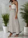 Chic & Elegant Color Block Striped Long Slip Dress - Perfect for Work, Dates, and Summer Outings