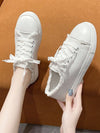 Campus Chic: White Lace-Up Plus Size Sneakers for Casual Sports Style