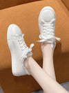 Campus Chic: White Lace-Up Plus Size Sneakers for Casual Sports Style