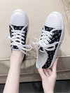 Campus Chic: White Lace-Up Plus Size Sneakers for Casual Sports Style