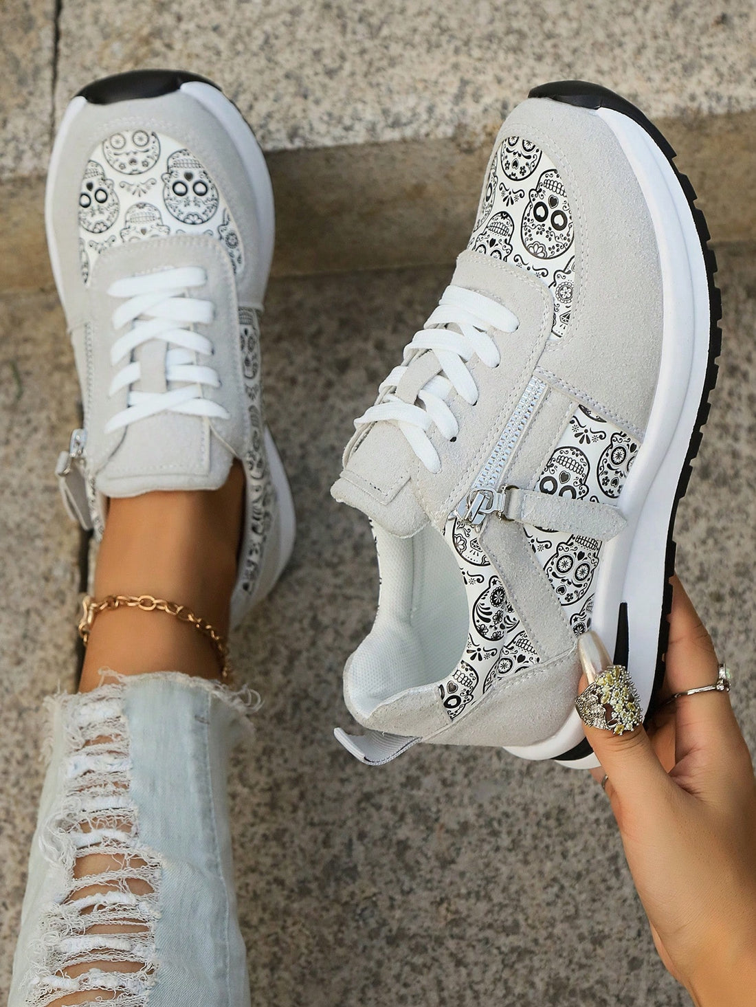 Upgrade your fashion game with our 2024 Chic Women's Lace-Up Fashion Sneakers. These stylish sneakers feature a pointed toe design that adds a touch of sophistication. The non-slip sole provides stability and safety, while the breathable material ensures comfort all day long. Elevate your every step with these must-have sneakers.