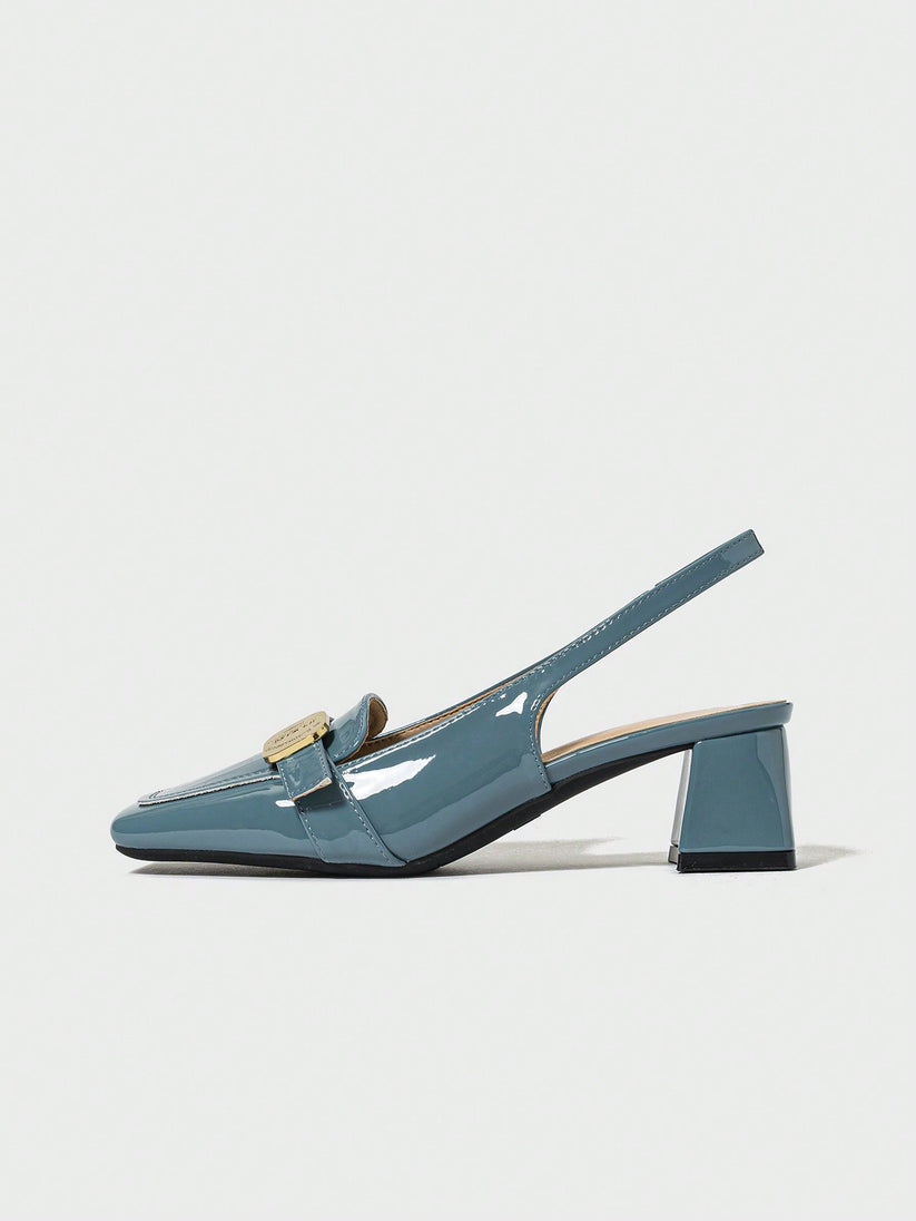 Women's French With Roman Strap Summer Chunky Heels