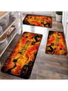 Spooky Chic Halloween Black Cat Print Non-Slip Doormat - Perfect for Any Room