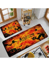 Spooky Chic Halloween Black Cat Print Non-Slip Doormat - Perfect for Any Room