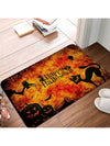 Spooky Chic Halloween Black Cat Print Non-Slip Doormat - Perfect for Any Room