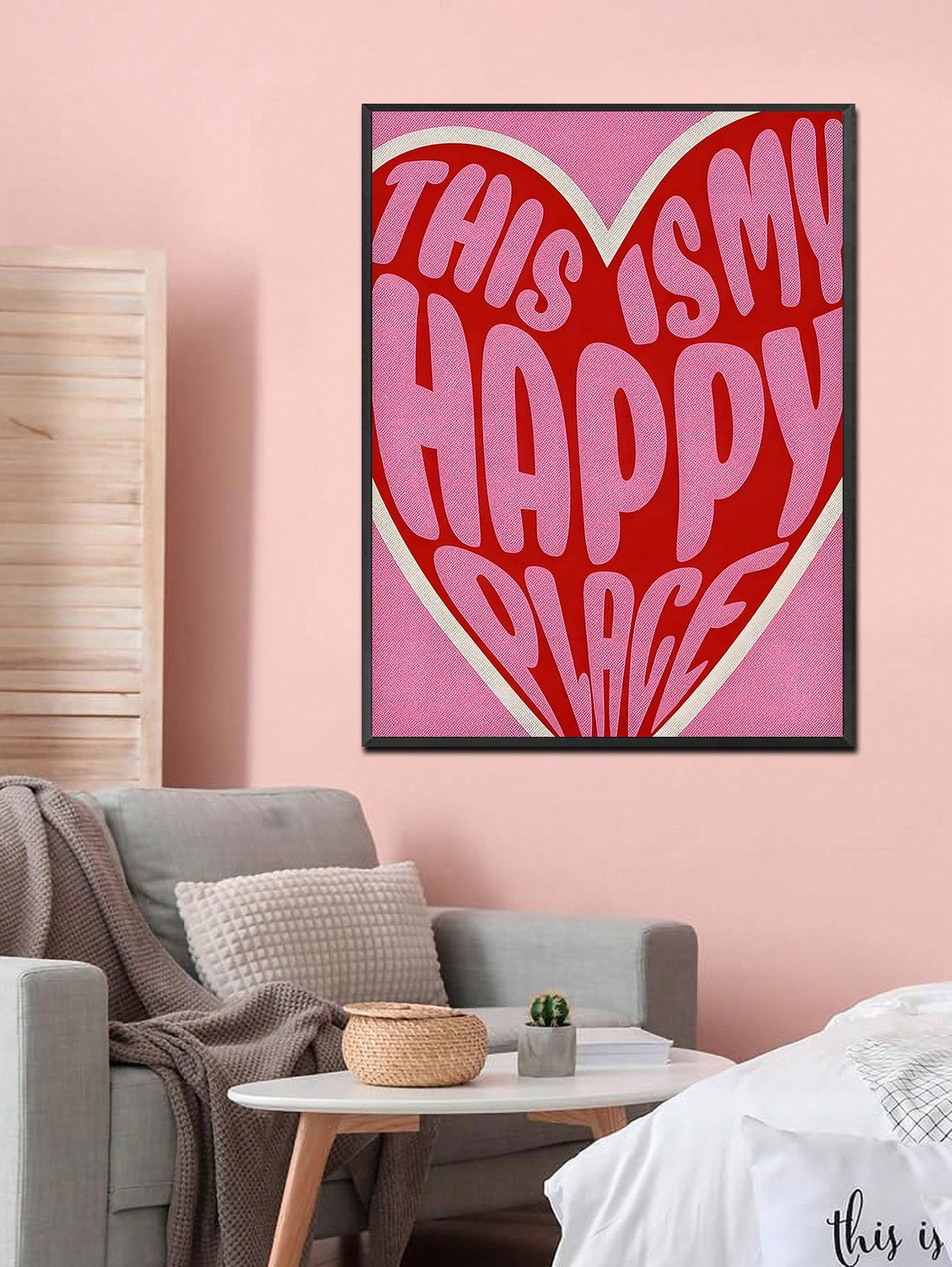 Transform any room into your personal sanctuary with this charming vintage-style wall art poster. Featuring the uplifting message "This Is My Happy Place," it's the perfect reminder to embrace joy in your everyday spaces. Whether displayed in your bedroom, living room, office, or creative studio, this inspirational canvas brings warmth and personality to your walls. The retro aesthetic pairs beautifully with modern, eclectic, or traditional décor styles. An ideal gift for friends, family, or anyone who dese