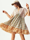 Bohemian Vibes: Multi-Colored Plaid Patchwork Vacation Dress for Effortless Style