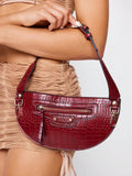 Crocodile texture hobo bag side angle for everyday style