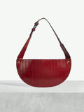 Burgundy hobo bag back view with top handle