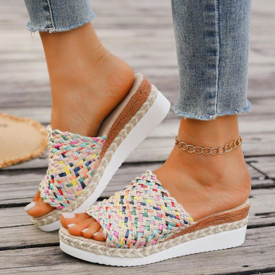 New Arrival: Vibrant Woven Wedge Platform Sandals for Women