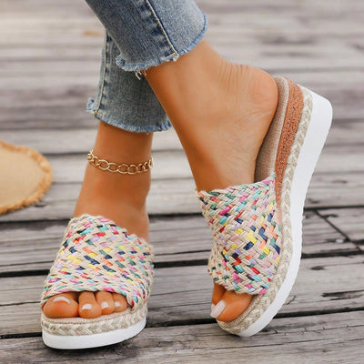 New Arrival: Vibrant Woven Wedge Platform Sandals for Women