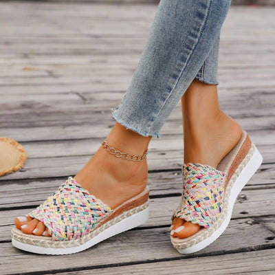 New Arrival: Vibrant Woven Wedge Platform Sandals for Women