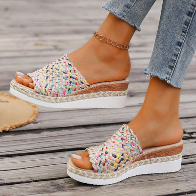 New Arrival: Vibrant Woven Wedge Platform Sandals for Women