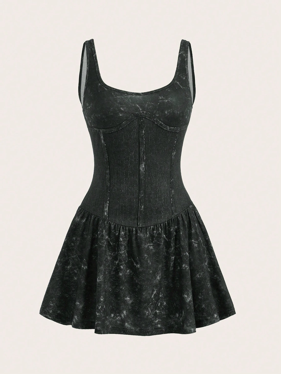 Get ready to turn heads with our Effortlessly Chic mini dress! With its black washed print and ruched, flared design, this sleeveless dress will have you feeling confident and looking fabulous. Perfect for any occasion, this dress is the epitome of effortless style.