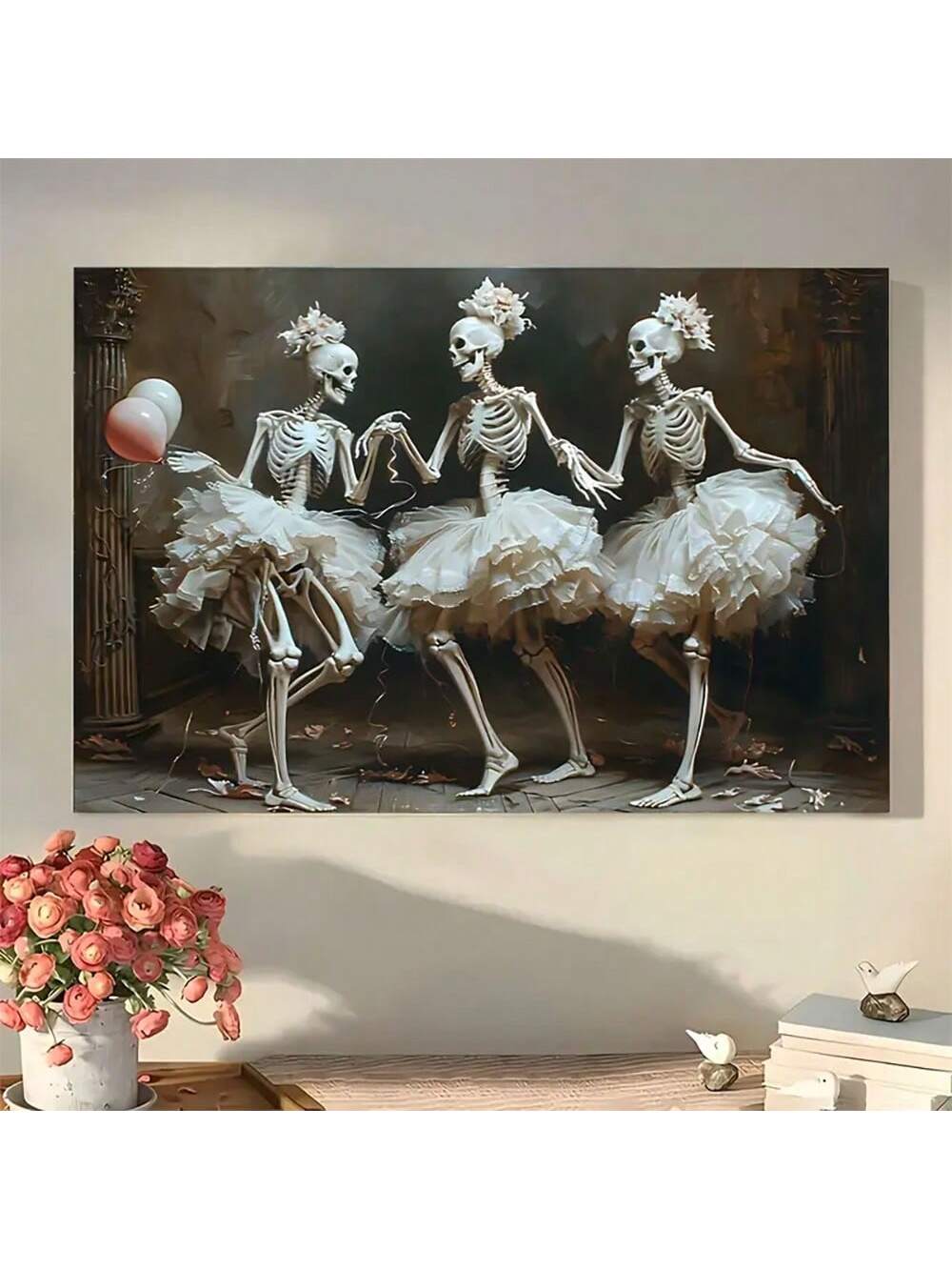 Add a touch of spookiness to your home with our Spooky Skeleton Wall Art. Perfect for any room, this piece is sure to elevate your Halloween decor. Crafted with intricate details, it's a must-have for the holiday season. Guaranteed to impress guests and create a festive atmosphere.