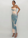 Women's Chic Smudged Gradient Bodycon Dress for Elegant Occasions