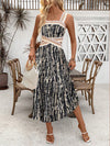 Patchwork Printed Holiday Dress with Woven Belt and Hollow Out Sleeveless Design