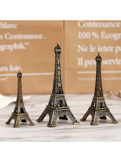 Charming 3-Piece Eiffel Tower Metal Model Set - Elegant European Home Decor