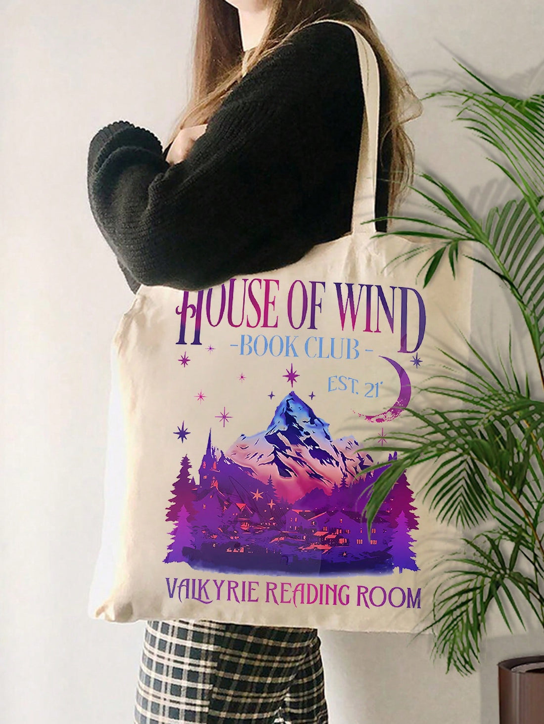 Expertly designed for fans of A Court of Thorns and Roses, this House of Wind Book Club tote bag is both trendy and functional. Made for women, this shoulder bag is the perfect accessory for book lovers to carry their favorite reads in style.