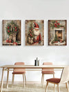 Festive Santa Claus Canvas Art Set - 3-Piece Holiday Wall Decor for a Joyous Christmas Look (Unframe)