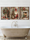 Festive Santa Claus Canvas Art Set - 3-Piece Holiday Wall Decor for a Joyous Christmas Look (Unframe)