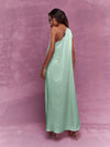 Chic and Elegant: Detail Satin Flowy One Shoulder Maxi Dress