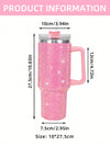 Sparkling 40oz Stainless Steel Car Cup Tumbler with Rhinestones & Straw - Pink Insulated Water Bottle for Home, Office & On-the-Go