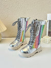 Colorful Rainbow Strap Tall Boots for Kids - Perfect for Autumn, Winter, and Halloween Fun!