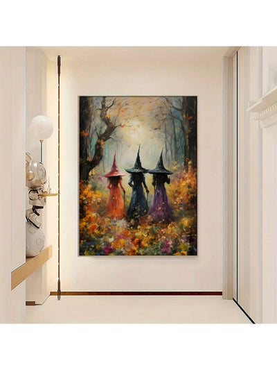 Witches Gathering Wild Flowers: Unframed Canvas Wall Art for Bedroom, Office, or Living Room Decor