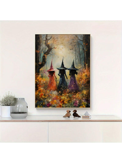 Witches Gathering Wild Flowers: Unframed Canvas Wall Art for Bedroom, Office, or Living Room Decor