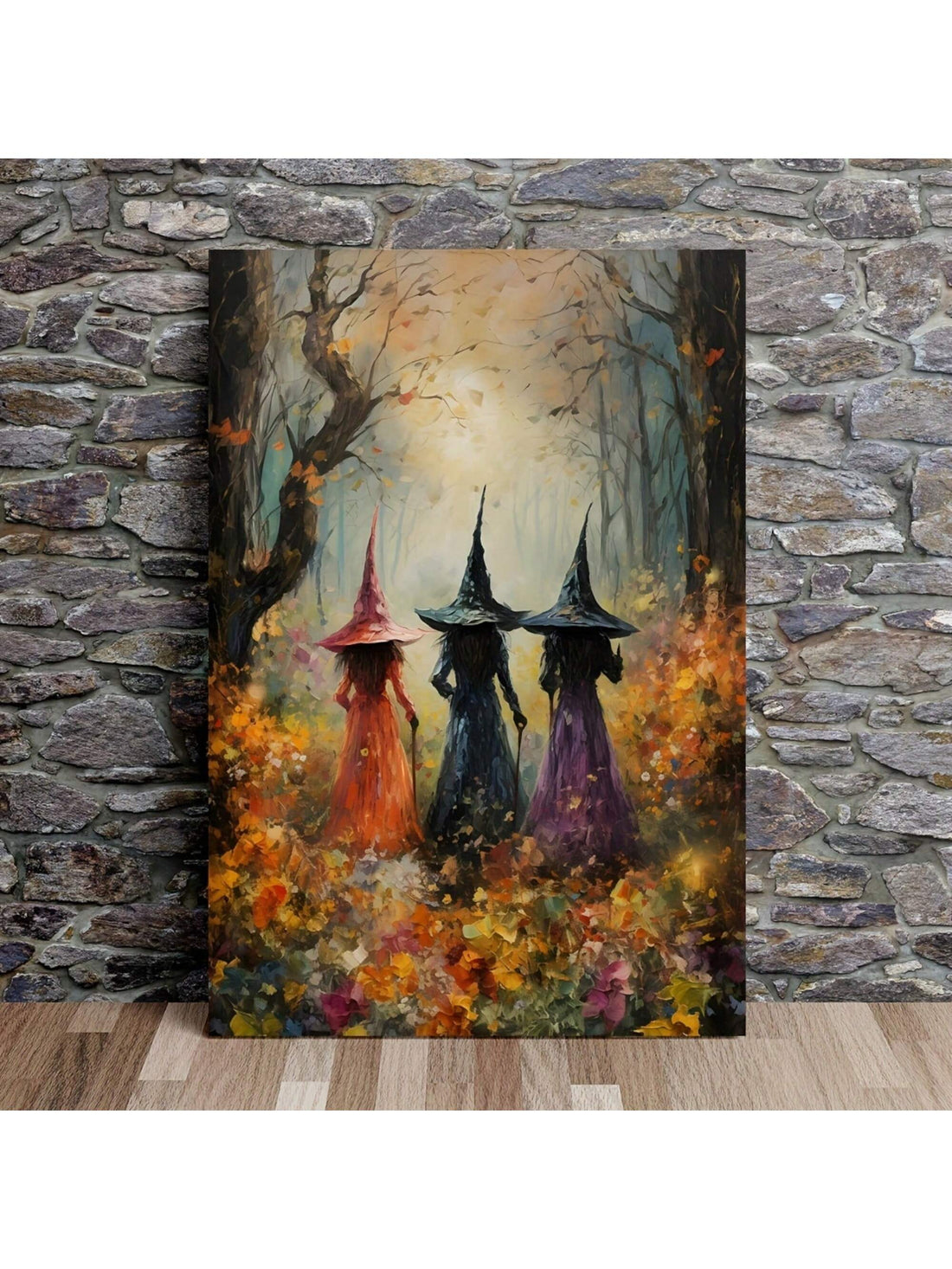 Enhance your home or office decor with our Witches Gathering Wild Flowers canvas wall art. Featuring a detailed and vibrant design, this unframed piece will add a touch of whimsy to any room. Perfect for those who appreciate nature and fantasy. %100 satisfaction guaranteed.