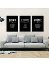 Grind and Hustle Motivational Canvas Poster Set: Modern Art Decor for Bedroom Walls