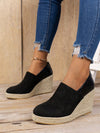 Chic Comfort: Versatile Thick-Soled Wedge Woven Slip-On Flats for Women