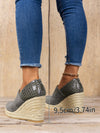 Chic Comfort: Versatile Thick-Soled Wedge Woven Slip-On Flats for Women